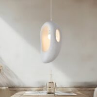Plafonnier design suspendu blanc texturé pour salon CHMIL