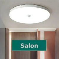Plafonnier détecteur de mouvement rond et blanc LED plat