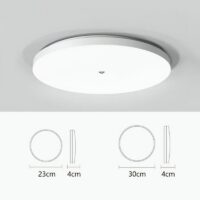 Plafonnier détecteur de mouvement rond et blanc LED plat