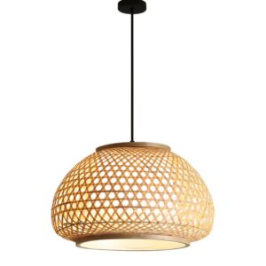 Plafonnier en bambou boule sphérique style japonais WABI