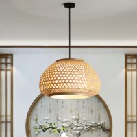 Plafonnier en bambou boule sphérique style japonais WABI