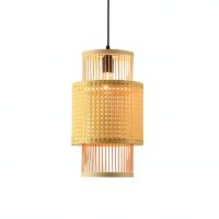 Plafonnier en bambou et rotin colonne suspendu style japonais WAKI