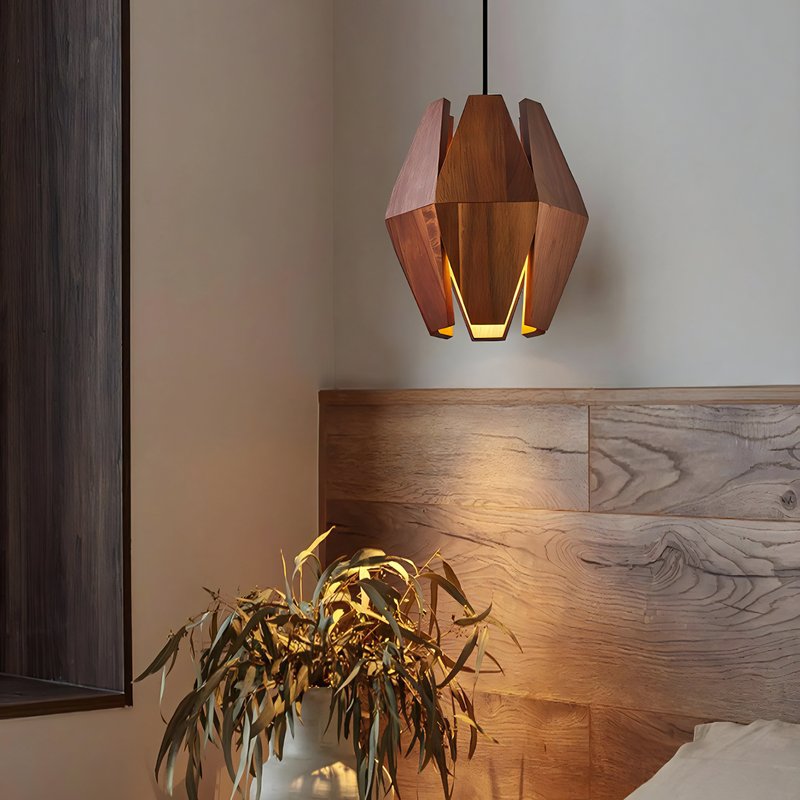 Plafonnier en bois géométrique design suspendu original MIA