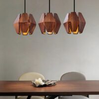 Plafonnier en bois géométrique design suspendu original MIA