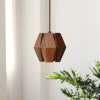 Plafonnier en bois géométrique design suspendu original MIA