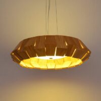 Plafonnier en bois géométrique et moderne LED tricolore ODEMOUS