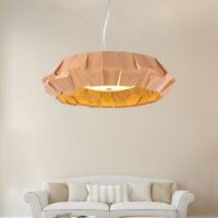 Plafonnier en bois géométrique et moderne LED tricolore ODEMOUS