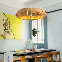 Plafonnier en bois géométrique et moderne LED tricolore ODEMOUS