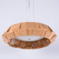 Plafonnier en bois géométrique et moderne LED tricolore ODEMOUS