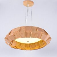 Plafonnier en bois géométrique et moderne LED tricolore ODEMOUS