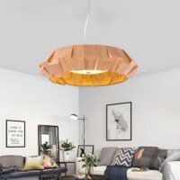 Plafonnier en bois géométrique et moderne LED tricolore ODEMOUS