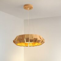 Plafonnier en bois géométrique et moderne LED tricolore ODEMOUS