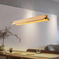 Plafonnier en bois naturel et design led intégrée MANUCO
