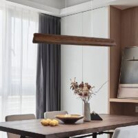 Plafonnier en bois naturel et design led intégrée MANUCO