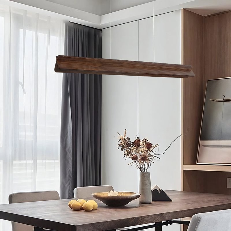 Plafonnier en bois naturel et design led intégrée MANUCO