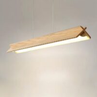 Plafonnier en bois naturel et design led intégrée MANUCO