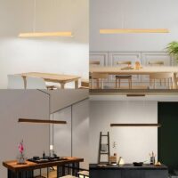 Plafonnier en bois naturel et design led intégrée MANUCO