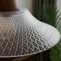 Plafonnier en cristal de verre et bois rond suspendu OPTAMUM