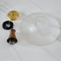 Plafonnier en cristal de verre et bois rond suspendu OPTAMUM