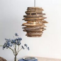 Plafonnier en osier abstrait et design naturel LONGIVALI