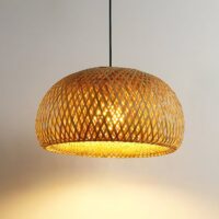 Plafonnier en osier boule sphérique naturel style Wabi-sabi MIONMY