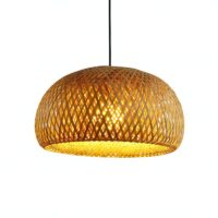 Plafonnier en osier boule sphérique naturel style Wabi-sabi MIONMY