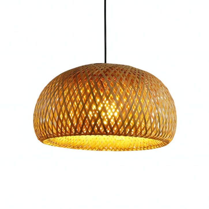 Plafonnier en osier boule sphérique naturel style Wabi-sabi MIONMY