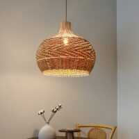 Plafonnier en rotin boule créative artisanale et bohème GALIA