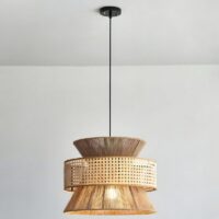 Plafonnier en rotin évasé bohème chic pour salon MIGELLO
