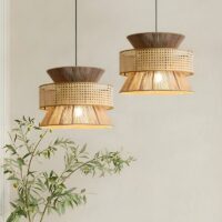 Plafonnier en rotin évasé bohème chic pour salon MIGELLO