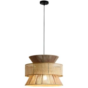 Plafonnier en rotin évasé bohème chic pour salon MIGELLO