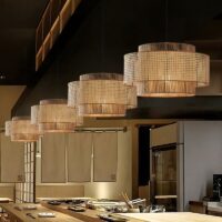 Plafonnier en rotin rond bohème chic pour salon MIGELLO