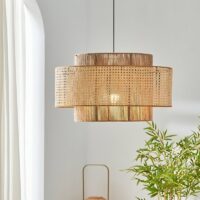Plafonnier en rotin rond bohème chic pour salon MIGELLO