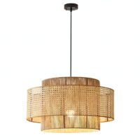 Plafonnier en rotin rond bohème chic pour salon MIGELLO