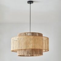 Plafonnier en rotin rond bohème chic pour salon MIGELLO