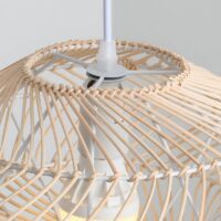 Plafonnier en rotin structure en métal blanc luminaire suspendu LUPIA