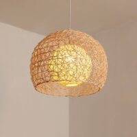 Plafonnier en rotin torsade boule créative bohème et naturelle