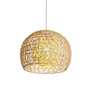 Plafonnier en rotin torsade boule créative bohème et naturelle