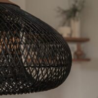 Plafonnier en rotin tressé et bois bohème naturel NOUSIS