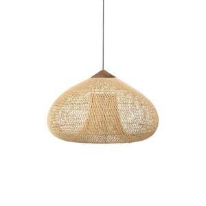 Plafonnier en rotin tressé et bois bohème naturel NOUSIS