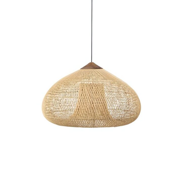 Plafonnier en rotin tressé et bois bohème naturel NOUSIS