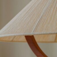 Plafonnier en tissu fils de lin tressé et bois rétractable et réglable NATURALI