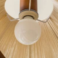 Plafonnier en tissu fils de lin tressé et bois rétractable et réglable NATURALI