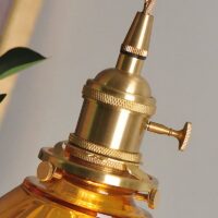 Plafonnier en verre orange et laiton vintage et rétro chic SOFIA