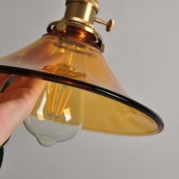 Plafonnier en verre orange et laiton vintage et rétro chic SOFIA