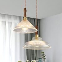 Plafonnier en verre vintage rétro suspendu style japonais OPTAMUM