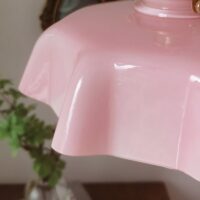 Plafonnier fleur en laiton et verre coloré art déco ISALYS