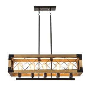 Plafonnier industriel en bois et métal cage tendance MORDENEO