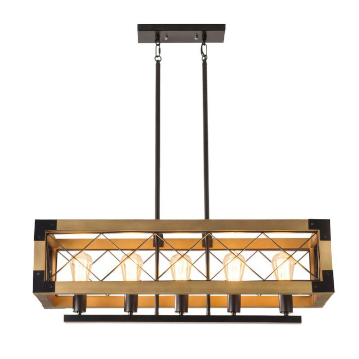 Plafonnier industriel en bois et métal cage tendance MORDENEO