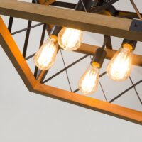 Plafonnier industriel en bois et métal cage tendance MORDENEO